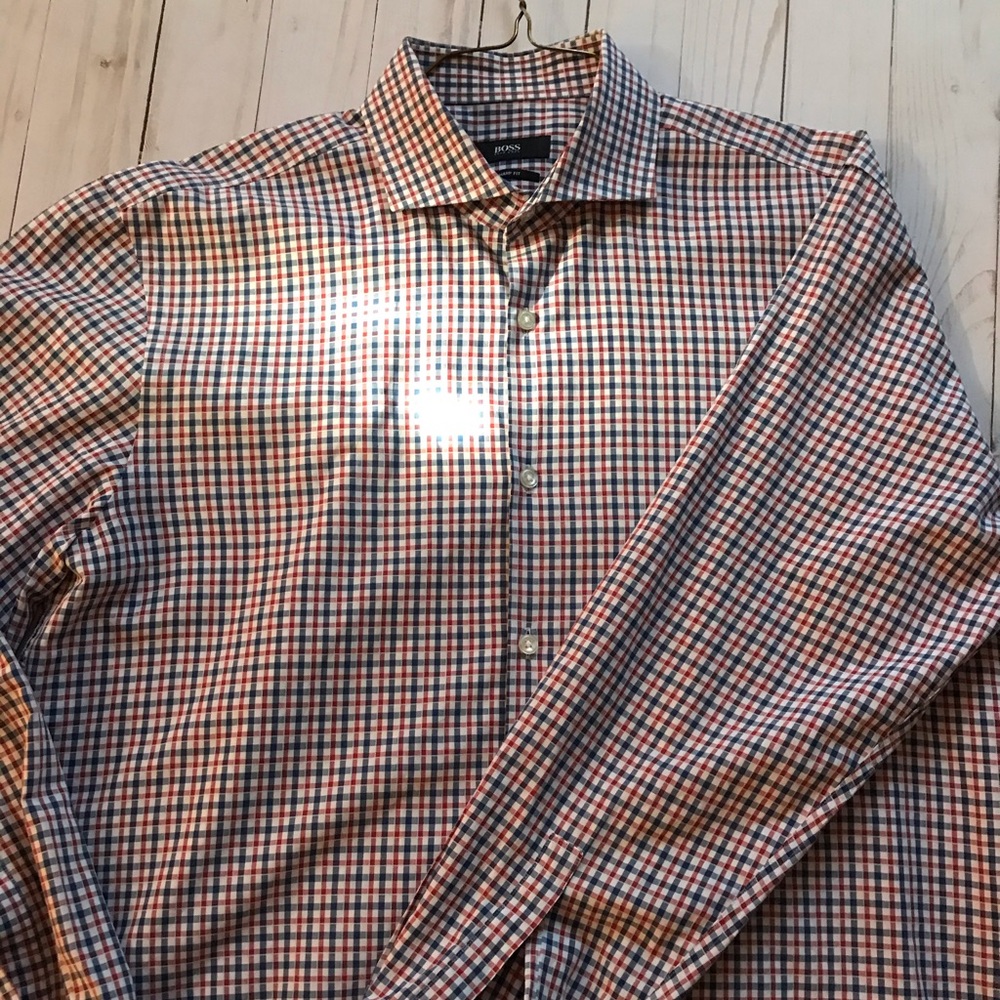 Hugo Boss Checkered Gingham Button Down Shirt